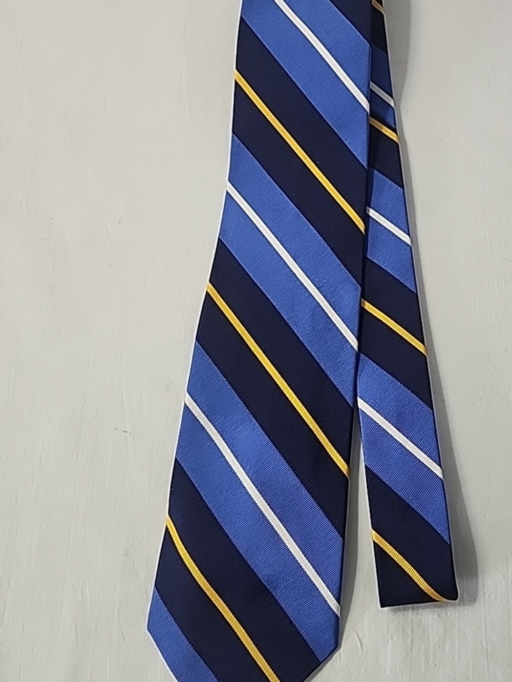 Polo by Ralph Lauren Silk Tie Navy Blue Yellow Repp Stripe Made in Italy